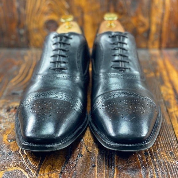 To Boot New York Phelps Medallion Cap Toe Oxford Black Leather Shoes Size US 8.5 - Picture 5 of 8